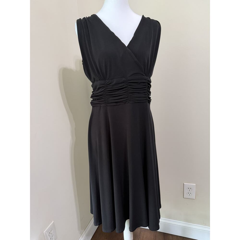 AA Studio Black A-Line Gathered Waist Little Black Dress Large